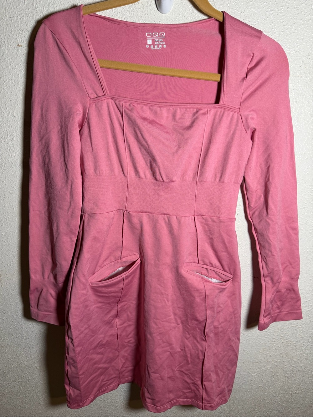 Women’s Pink Midi Dress with Square Neck